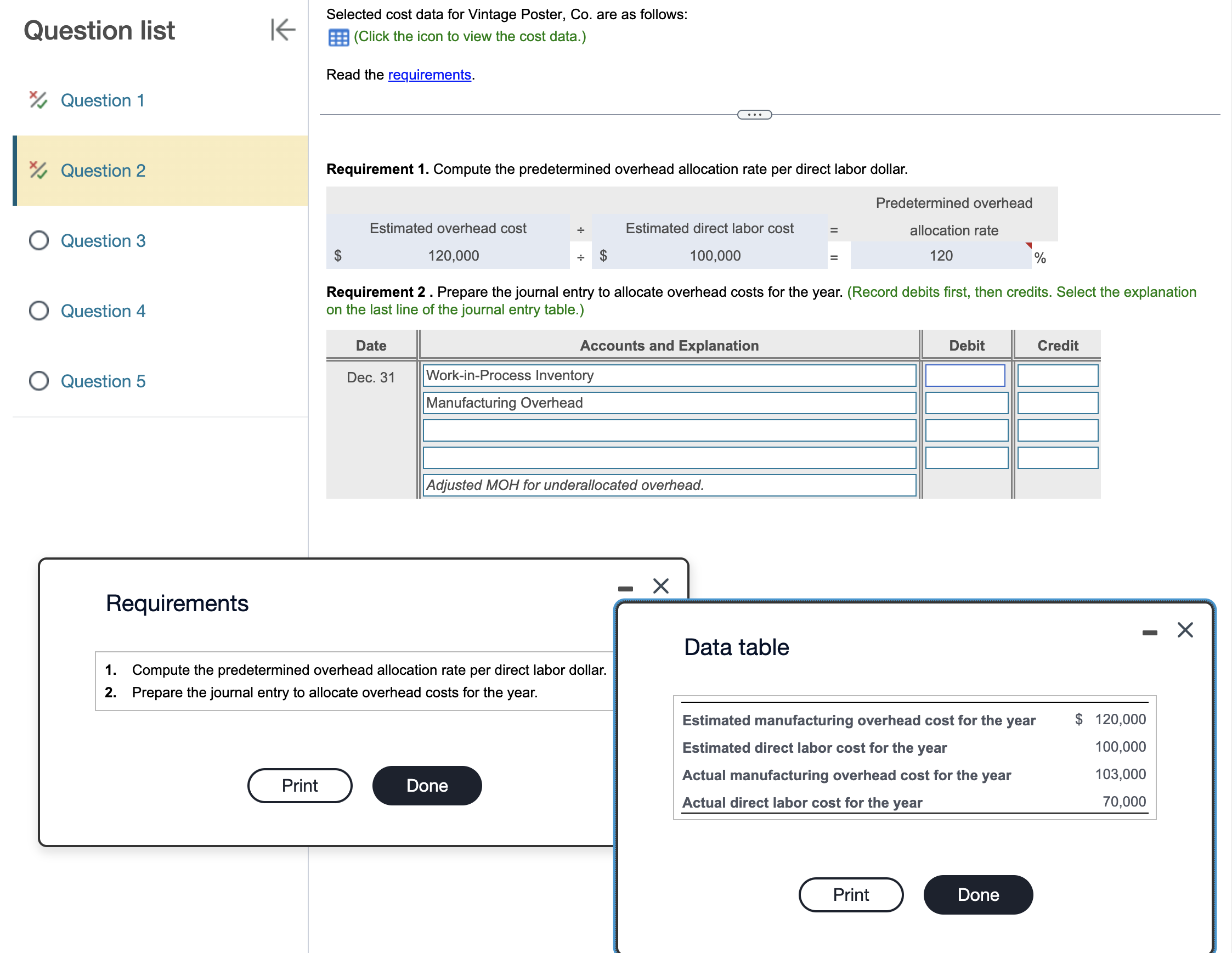  Question list Question 1 x/s Question 2 Question 3 Question 4