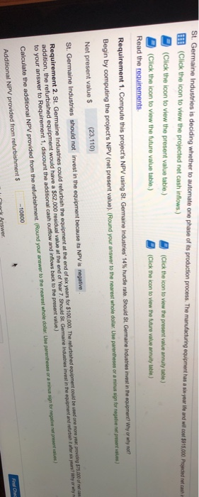 someone please help me is additional NPV provided from refurbishment -10800? St.