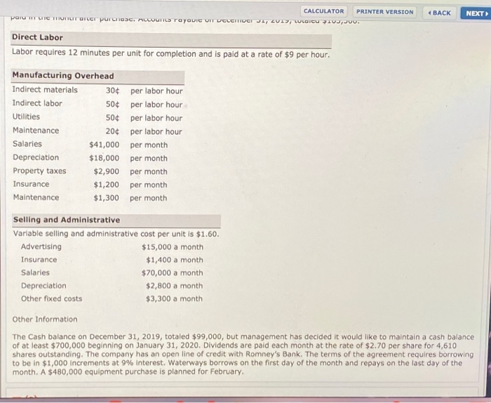 its budget for the coming year, 2020. The first step is to