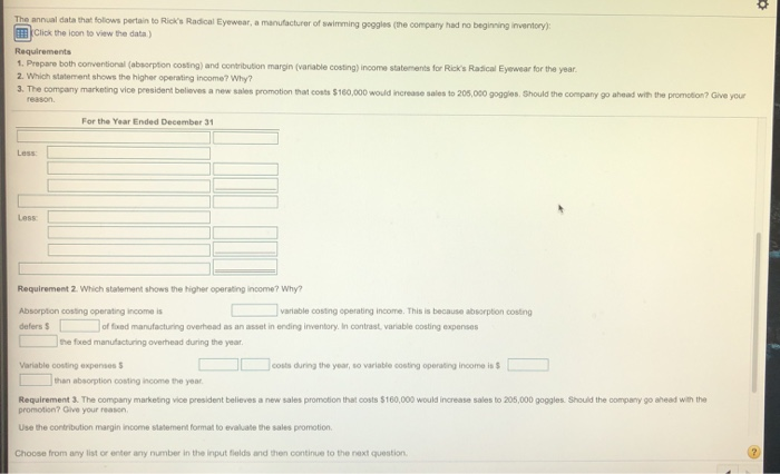 pertain to Rick's Radical Eyewear, a manufacturer of swimming goggles (the company
