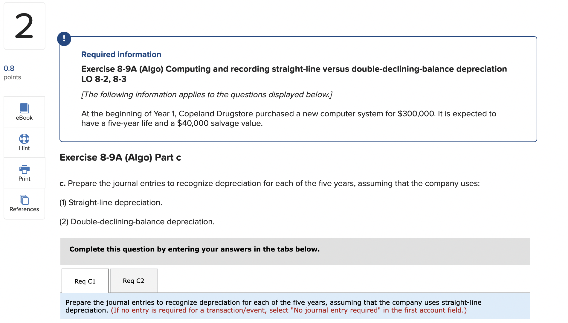 please help write a journal entry for: req C1.) record deprecation expense