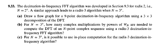  9.33. The decimation-in-frequency FFT algorithm was developed in Section 9.3 for