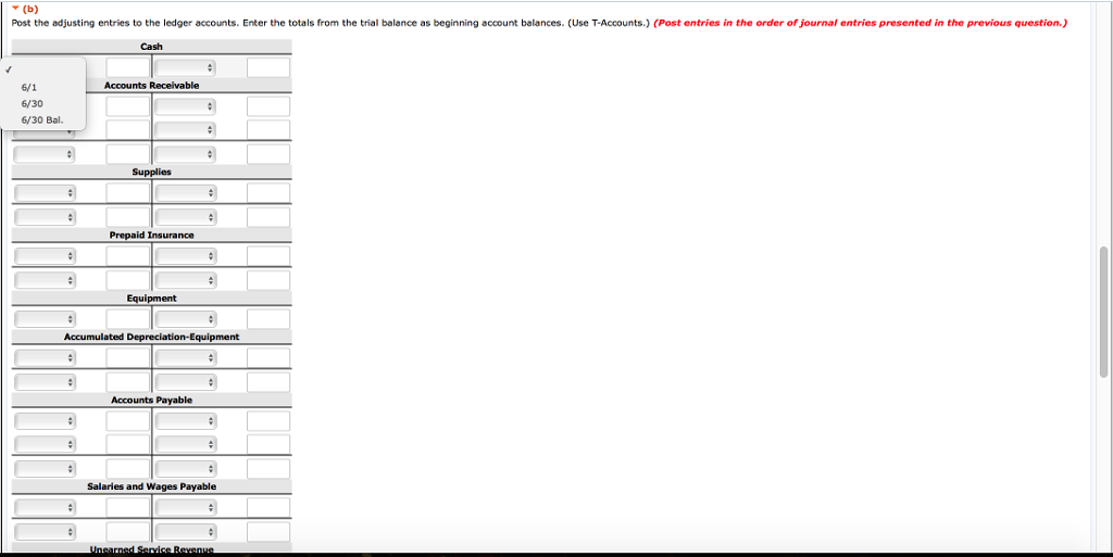 June 1, 2017. The trial balance at June 30 is as follows.