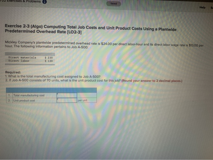 Exercises & Problems Saved Help Se Exercise 2-3 (Algo) Computing Total