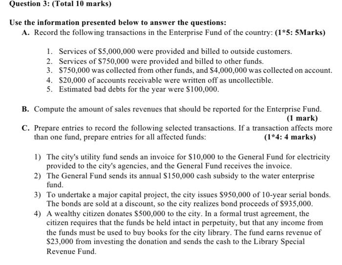 solve part c only solve part c only Question 3: (Total 10