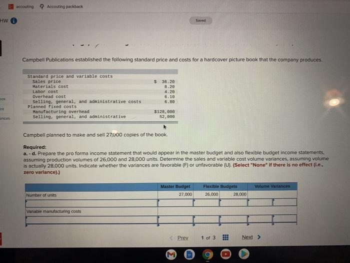  accouting Accouting packback HW Saved Campbell Publications established the following standard