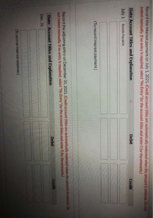 Blossom has a December 31 year end. Semi-Annual Interest Period Interest interest