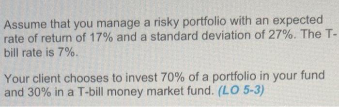 invest in your risky portfolio a proportion (y) of his total investment