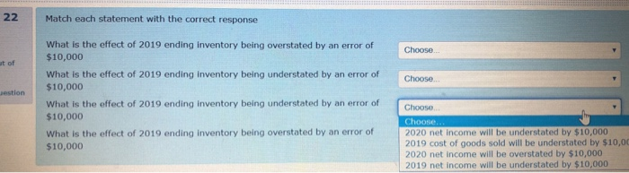 being understated by an error of $10,000 What is the effect of