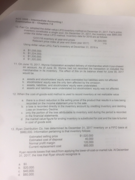  Farr Co. adopted the dollar-value LIFO inventory method on December 31,