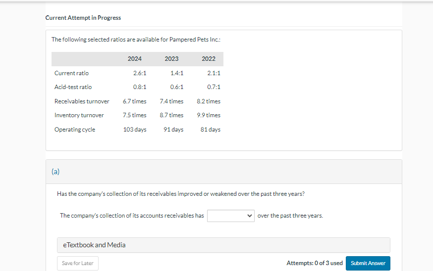  Current Attempt in Progress The following selected ratios are available for