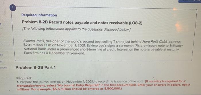 (L08-2) [The following information applies to the questions displayed below. Eskimo Joe's,