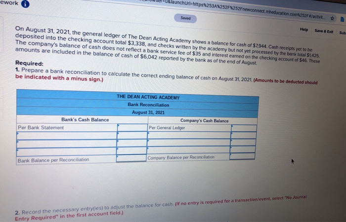  ework 6 Ullaunchurl=http%253A%252F%252Fnewconnect.meducation.com 252F#/activit Saved Help Save & E On August
