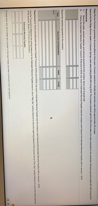 for of these and for the remainder Warranty paymen's Requirements 1 Recore