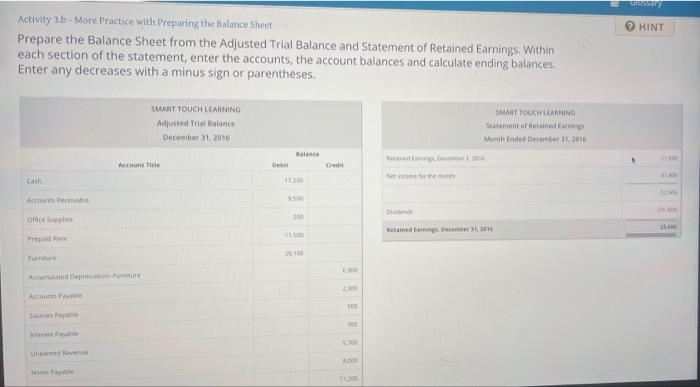  Huary HINT Activity 3.b - More Practice with Preparing the balance