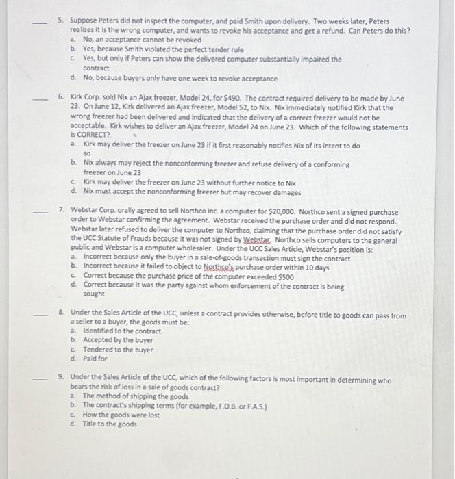 contract to sell parts to Deck, Ltd. The contract provided that the