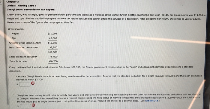  Chapter 3 Critical Thinking Case 2 Cheryl Sterns Bartender or Tax