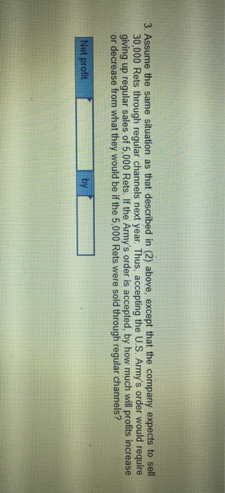 Operating at capacity, the company can produce and sell 30,000 Rets per