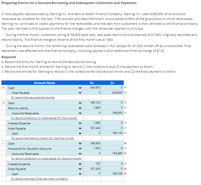  Preparing Entries for a Secured Borrowing and Subsequent Collections and Payments