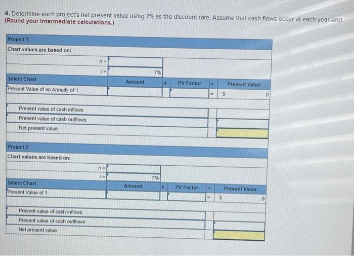 opportunity to invest in one of two new projects. Project Y requires