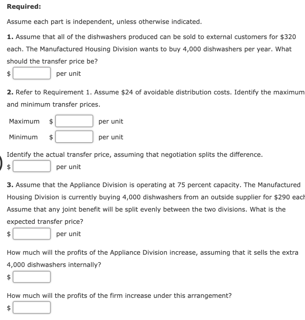 Transfer Pricing: Various Computations Corning Company has a decentralized organization with a