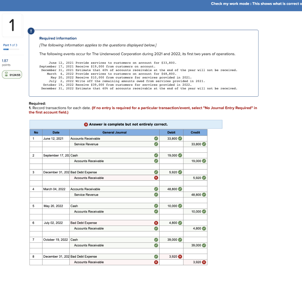Check my work mode : This shows what is correcto 1