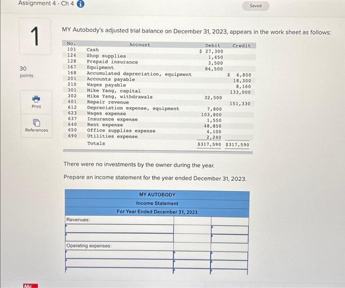  Assignment 4-Ch 4 i 1 30 points Print References Mc MY