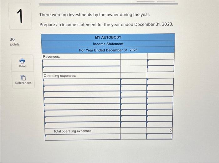 Autobody's adjusted trial balance on December 31, 2023, appears in the work