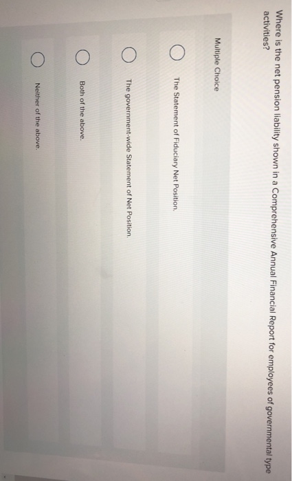  Where is the net pension liability shown in a Comprehensive Annual
