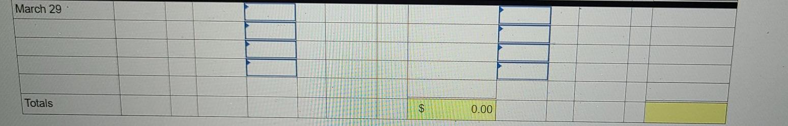 Purchase Mar. 29 Sales Totals 420 units @ $85.00 per unit 120