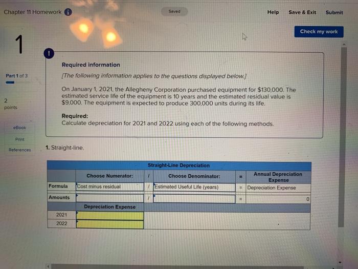  Chapter 11 Homework Saved Help Save & Exit Submit Check my