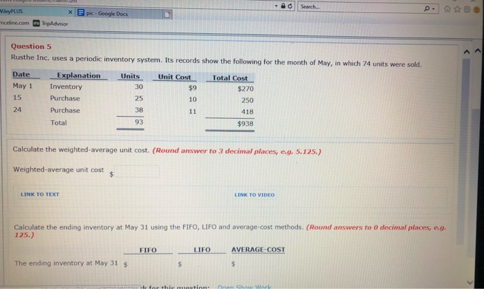 5 Rusthe Inc. uses a periodic inventory system. Its records show the
