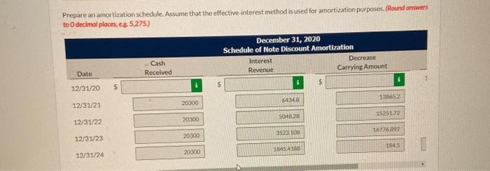  Prepare an amortization schedule. Assume that the effective interest method is