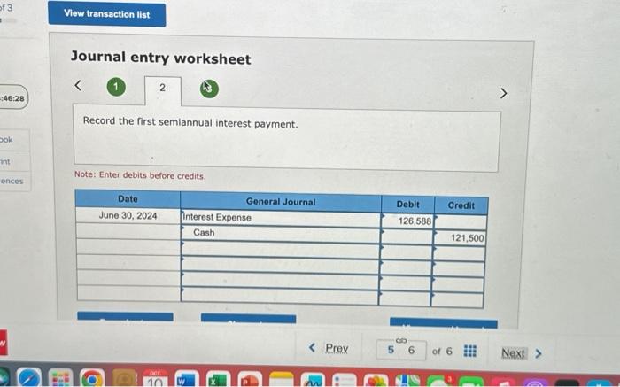 imerest poyment. Required information Problem 9-5B (Algo) Record bond issue and related