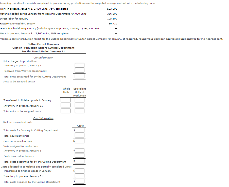  $23,000 80,710 Assuming that direct materials are placed in process during