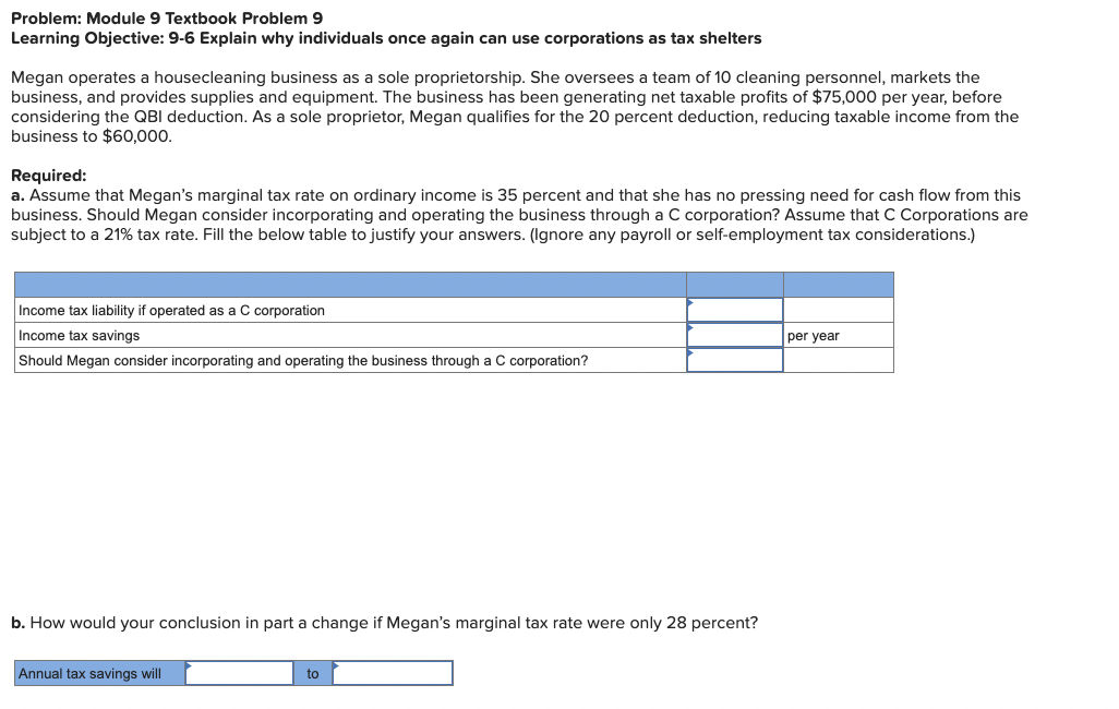  Problem: Module 9 Textbook Problem 9 Learning Objective: 9-6 Explain why