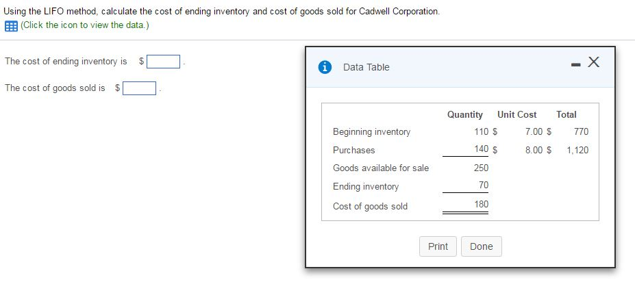 *PLEASE WRITE ANSWER CLEARLY* Using the LIFO method, calculate the cost of