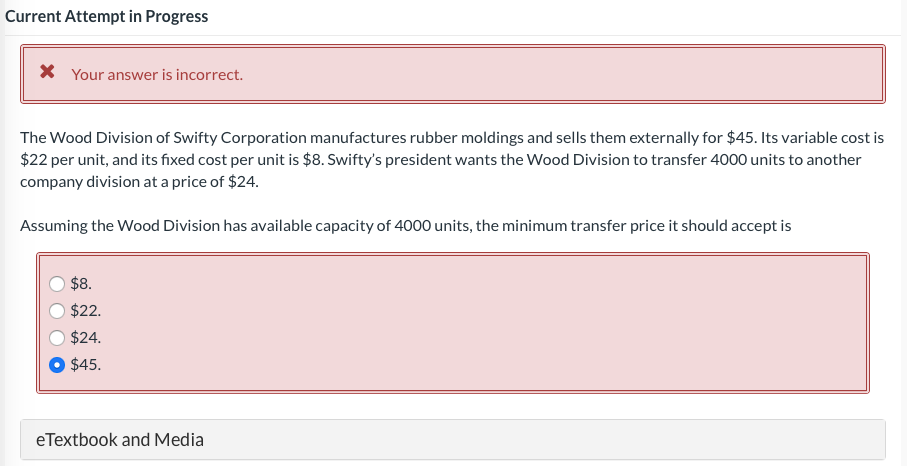  Current Attempt in Progress * Your answer is incorrect. The Wood
