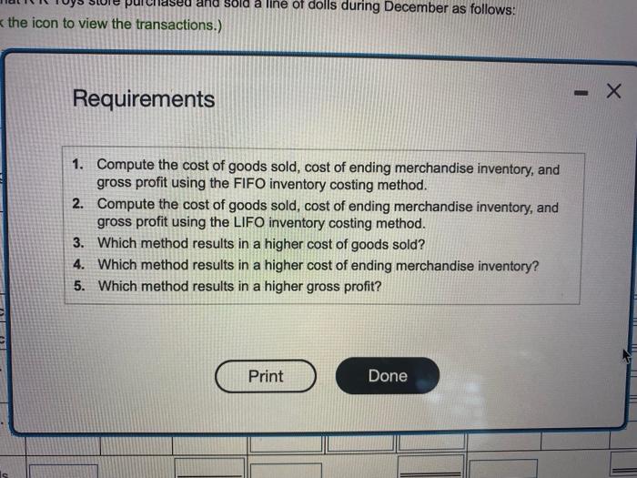 of dolls during December as follows: 1. (Click the icon to view