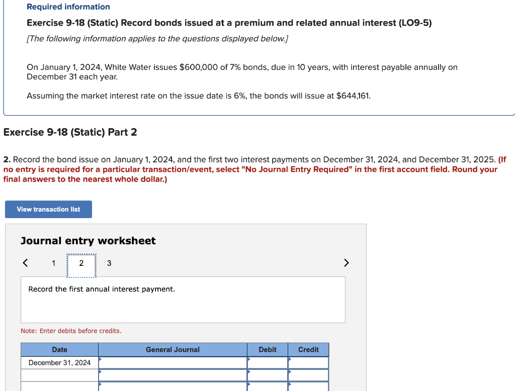 and related annual interest (LO9-5) [The following information applies to the questions