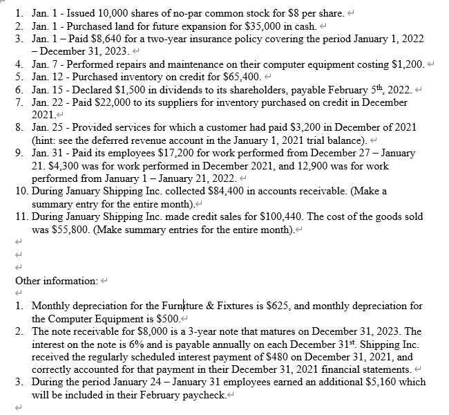 of the attached transactions. 2. Post each of the journal entries to