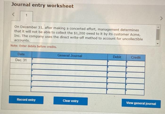  Journal entry worksheet