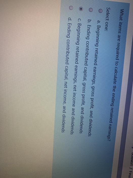  Duisvert / Final What items are required to calculate the ending