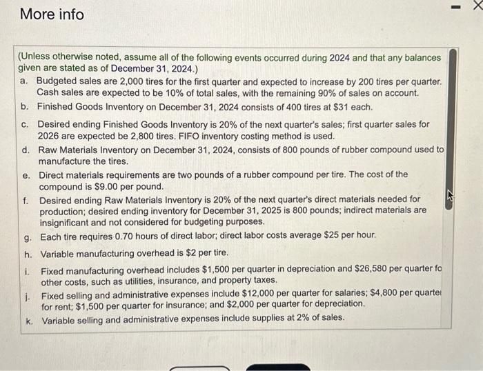 the next year by developing a master budget by quarters. Giseppe's balance