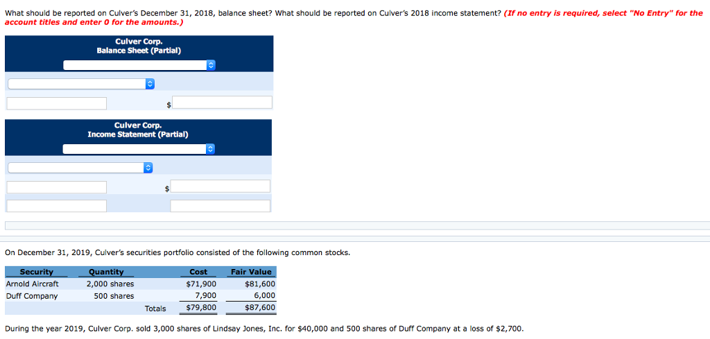 Thank you! Problem 17-11 Culver Corp. invested its excess cash in securities