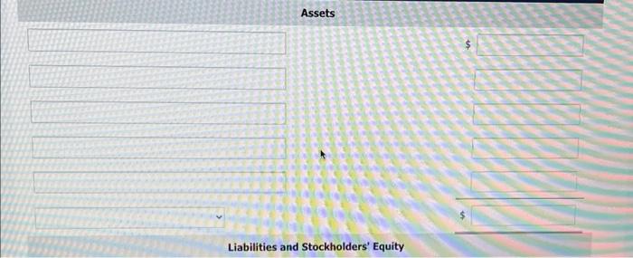 Inc. Using the information above, prepare a balance sheet as of December