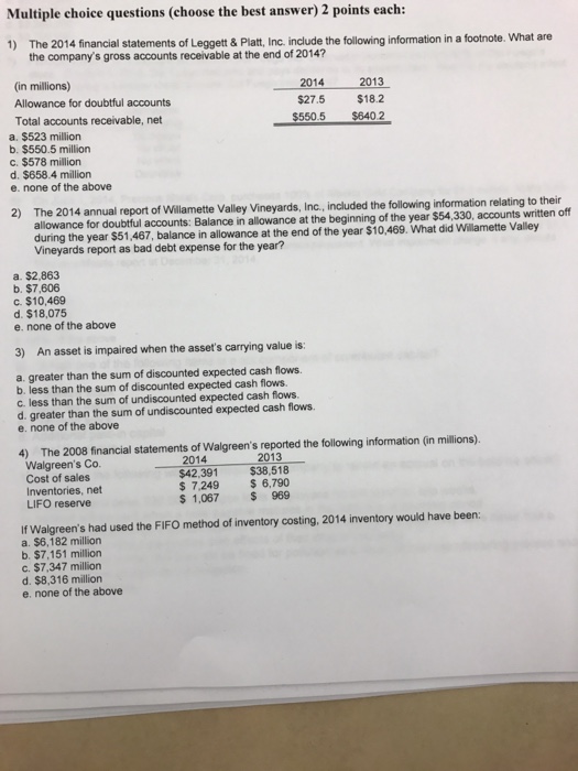  Multiple choice questions (choose the best answer) 2 points each: 1)