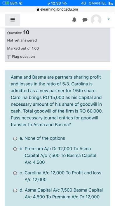 Their Balance Sheet shows RO 14,000 as Profit and Loss A/c in