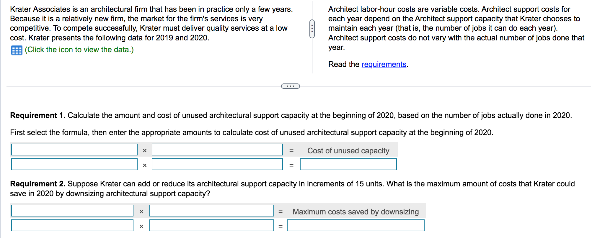 any of its unused architectural support capacity. Why might Krater not downsize?