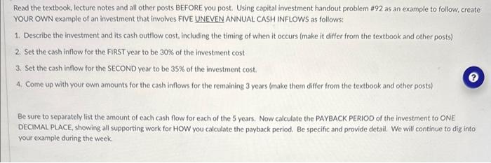  Read the textbook, lecture notes and all other posts BEFORE you